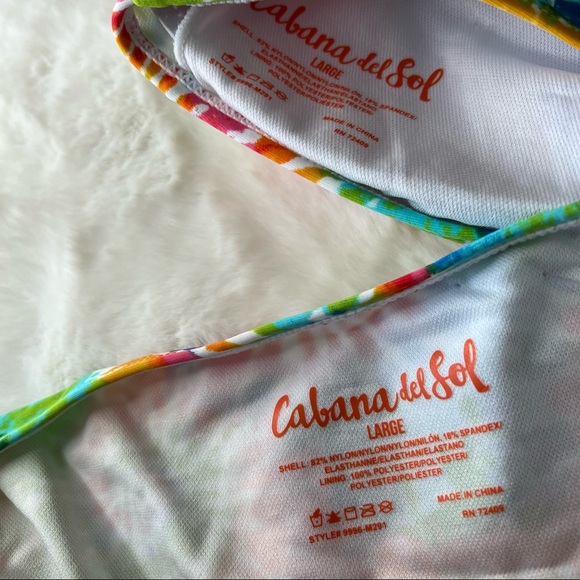 NEW Cabana Del Sol Rainbow Tie Dye Matching Bikini Set Size Large - Picture 6 of 7